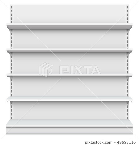 Creative illustration of empty store shelves isolated on background. Retail shelf art design Creative illustration of empty store shelves isolated on background. Retail shelf art design 49655110