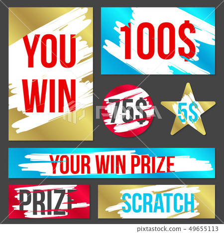 Creative illustration of lottery scratch and win game card isolated on background. Coupon luck or Creative illustration of lottery scratch and win game card isolated on background. Coupon luck or 49655113