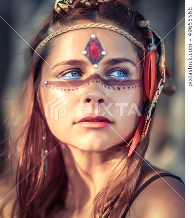 Portrait of a beautiful ethnic woman Portrait of a beautiful ethnic woman 49655568