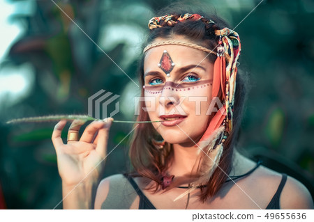 Portrait of a beautiful ethnic woman 49655636