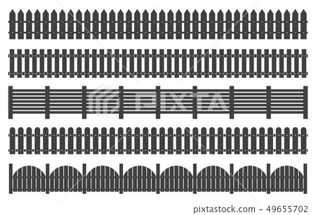 Creative illustration of rural wooden fences, pickets isolated on background. Art design. Garden 49655702