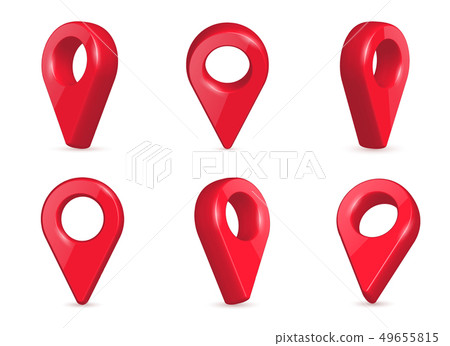 Creative illustration of locator, pin realistic 3d map pointers in various angle isolated on 49655815