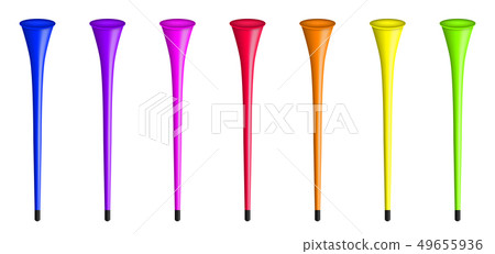 Creative illustration of vuvuzela trumpet, pipe, bugle for soccer, football fan isolated on Creative illustration of vuvuzela trumpet, pipe, bugle for soccer, football fan isolated on 49655936