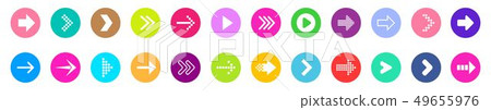 Creative illustration of flat simple colorful circle arrow set pointing in the right direction 49655976
