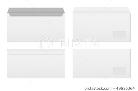 Creative illustration of white blank paper envelopes template set isolated on background 49656364