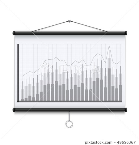 Creative illustration of empty meeting projector screen isolated on background. For presentation 49656367