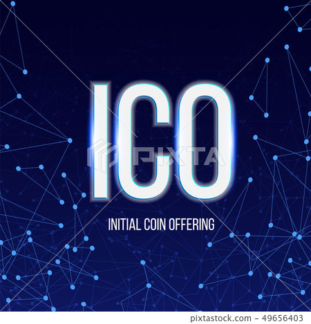 Creative illustration of ICO initial coin offering banner background. Blockchain business event 49656403