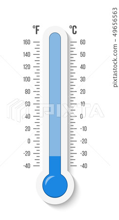 Creative illustration of celsius, fahrenheit meteorology thermometers scale isolated on background 49656563