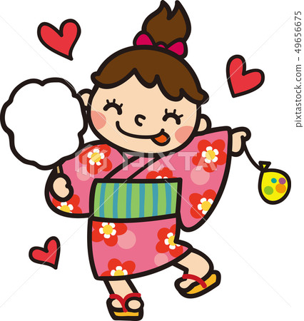 Girl with cotton candy 49656675