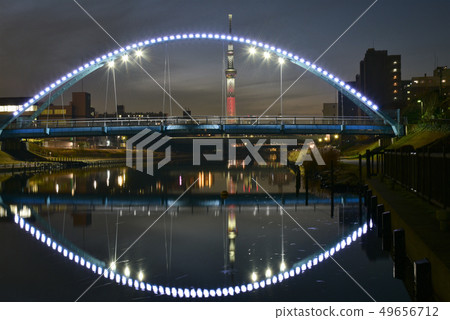 Nakagawa Fureai Bridge and Sky Tree Nakagawa Fureai Bridge and Sky Tree 49656712
