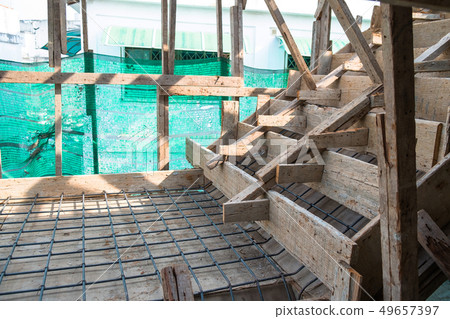 Mesh Metal Grid Wire Steel for a Concrete Stairs. 49657397