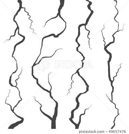 Creative illustration of realistic wall cracks set isolated on background. Art design fracture rift Creative illustration of realistic wall cracks set isolated on background. Art design fracture rift 49657476