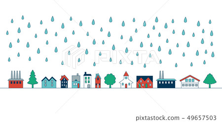 多雨多雨的雨季都市風景村里的村莊 多雨多雨的雨季都市風景村里的村莊 49657503