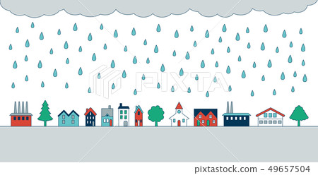 多雨多雨的雨季都市風景村里的村莊 49657504
