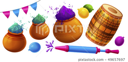 Happy holi festival element 49657697