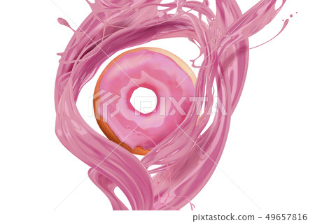 Strawberry donut with pink sauce 49657816