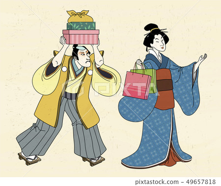 Shopping woman in ukiyo-e style 49657818