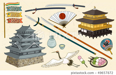 Japanese cultural symbols 49657872