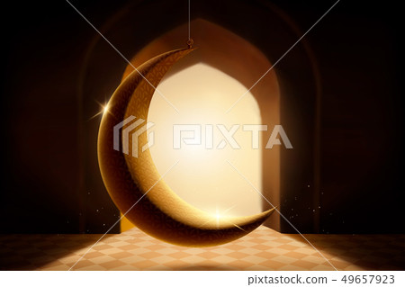 Hanging backlit crescent moon - Stock Illustration [49657923] - PIXTA