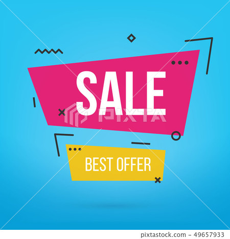 Creative illustration of modern trendy season sale banner offer tag isolated on background. Art Creative illustration of modern trendy season sale banner offer tag isolated on background. Art 49657933