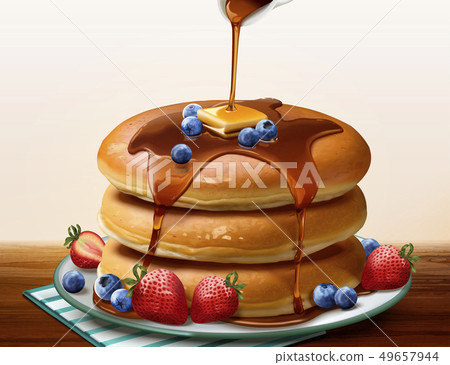 Souffle pancake with dripping honey 49657944