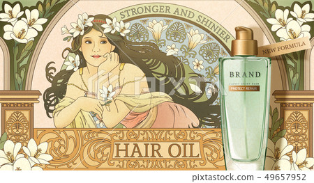Mucha style Hair oil product 49657952