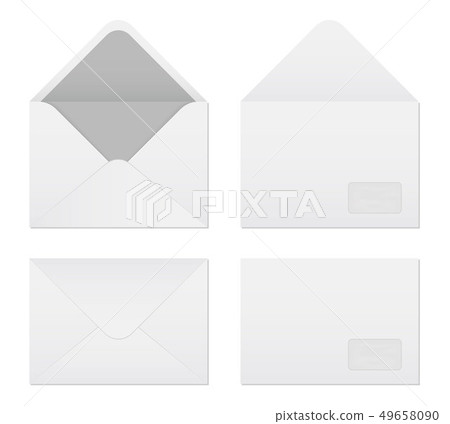 Creative illustration of white blank paper envelopes template set isolated on background 49658090