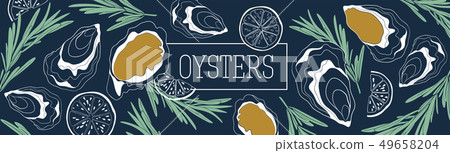 Oysters banner vector template Oysters banner vector template 49658204
