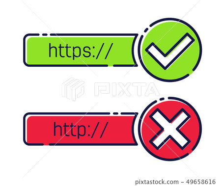 Creative illustration of http, https protocol connection ssl encryption web site isolated on Creative illustration of http, https protocol connection ssl encryption web site isolated on 49658616