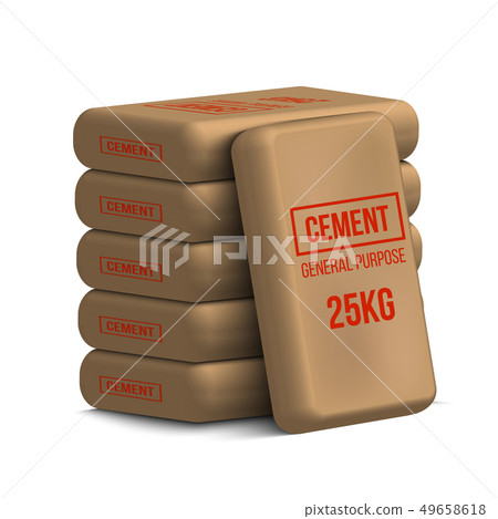 Creative illustration of cement bags, paper sacks isolated on background. Art design template Creative illustration of cement bags, paper sacks isolated on background. Art design template 49658618