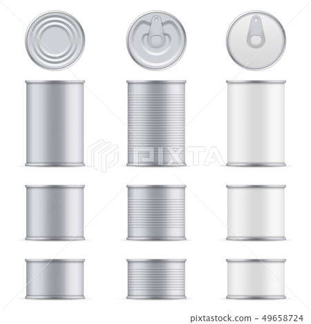 Creative illustration metal tin can of tuna top and front view isolated on background. Art design Creative illustration metal tin can of tuna top and front view isolated on background. Art design 49658724