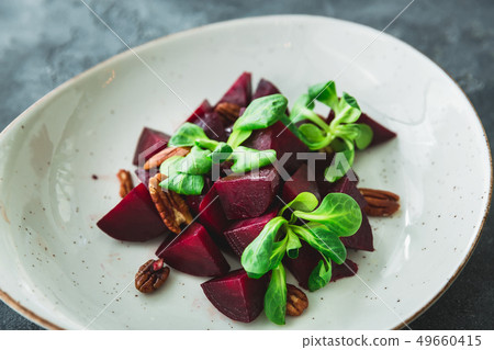Vegetarian salad with beet. Closeup view 49660415