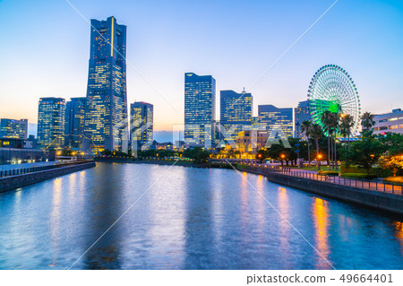 Beautiful architecture building in yokohama city skyline at twilight Beautiful architecture building in yokohama city skyline at twilight 49664401