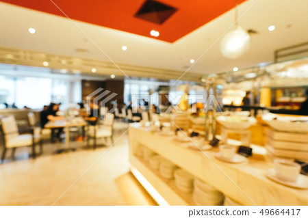 Abstract blur and defocused breakfast buffet in hotel restaurant and coffee shop cafe interior 49664417
