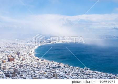 Beautiful landscape and cityscape from Mountain Hakodate for look around city skyline Beautiful landscape and cityscape from Mountain Hakodate for look around city skyline 49664971