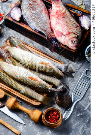 Variety of raw fresh fish Variety of raw fresh fish 49665317
