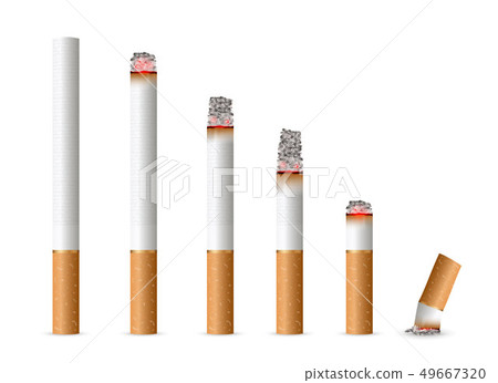 Creative illustration of realistic cigarette set isolated on background. Art design different stages Creative illustration of realistic cigarette set isolated on background. Art design different stages 49667320