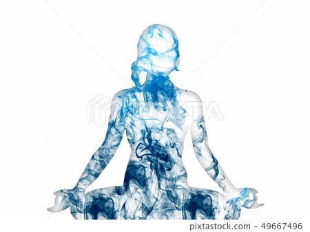 Silhouette of a woman to meditate 49667496
