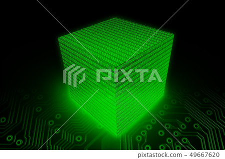 Data Block Cube of Binary digit (Bit) code Data Block Cube of Binary digit (Bit) code 49667620