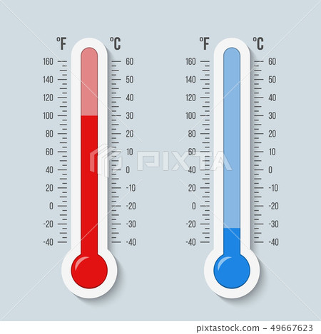 Creative illustration of celsius, fahrenheit meteorology thermometers scale isolated on background Creative illustration of celsius, fahrenheit meteorology thermometers scale isolated on background 49667623