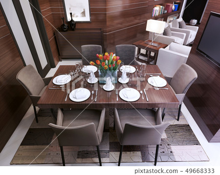 Dining room in a modern style 49668333