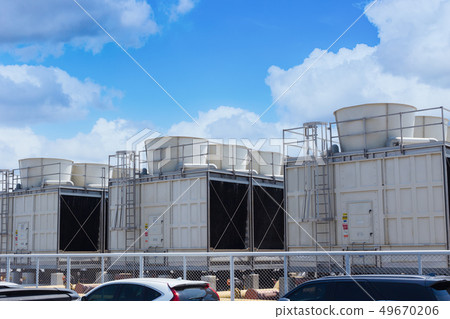 HVAC Cooling Tower on the Roof top of car park 49670206