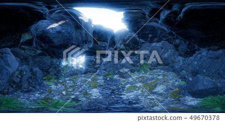 vr 360 camera inside tropical cave in jungle with vr 360 camera inside tropical cave in jungle with 49670378