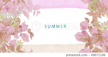 優雅的夏天水彩葉子 49671106