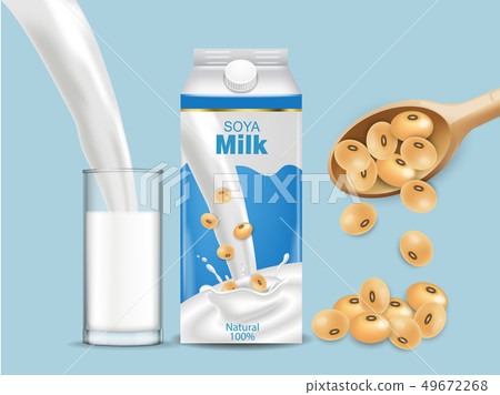 Soy milk mock up ads with splash Vector realistic. Soy milk mock up ads with splash Vector realistic. 49672268