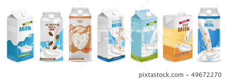 Milk boxes set Vector realistic. Collection of Milk boxes set Vector realistic. Collection of 49672270