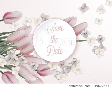Pink tulips card Vector. Wedding, save the date, Pink tulips card Vector. Wedding, save the date, 49672344