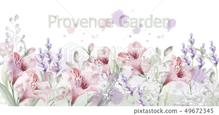 Provence flowers garden Vector watercolor. 49672345