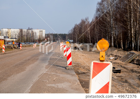 Road construction in the city. Construction site 49672376
