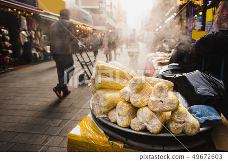 Eastern delicacies on sale at a street market Eastern delicacies on sale at a street market 49672603